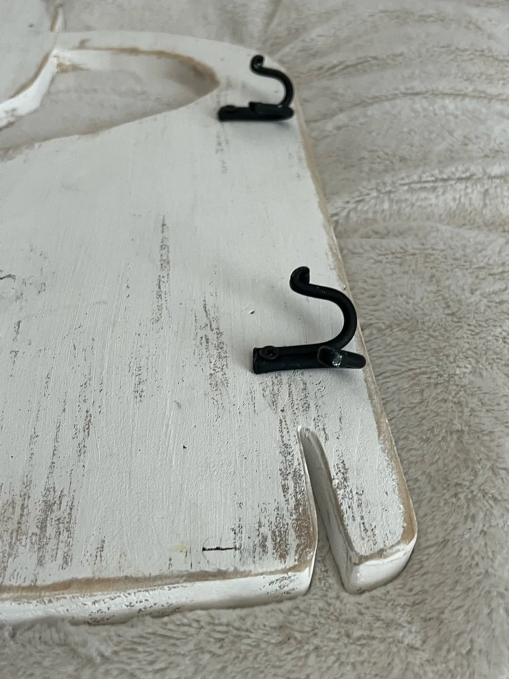 Distressed White Whale Wall Hooks - Coastal Farmhouse Decor